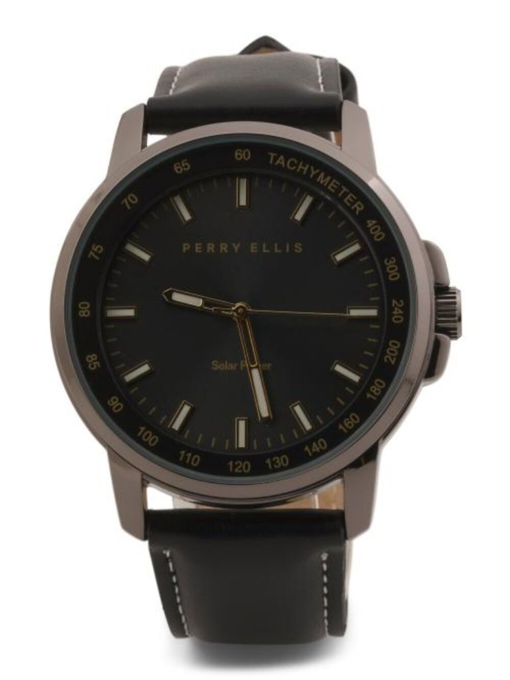 PERRY ELLIS Men's Solar Powered Black Watch